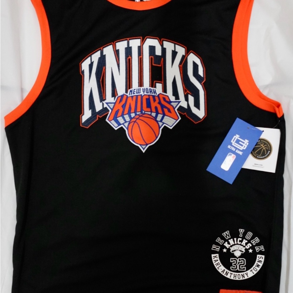 NBA New York Knicks Black and Orange Jersey